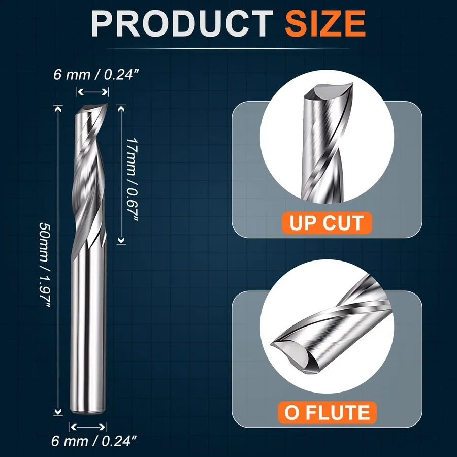 Режущий инструмент Carbide Upcut Spiral Router, 0.24" Shank 6mmx17mm 1 Flute End — фото лота 1