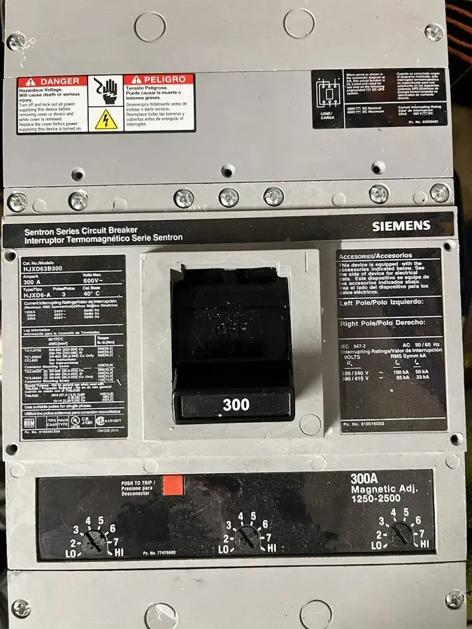 Автоматический выключатель Siemens Sentron Series Circuit Breaker 300A HJXD63B30