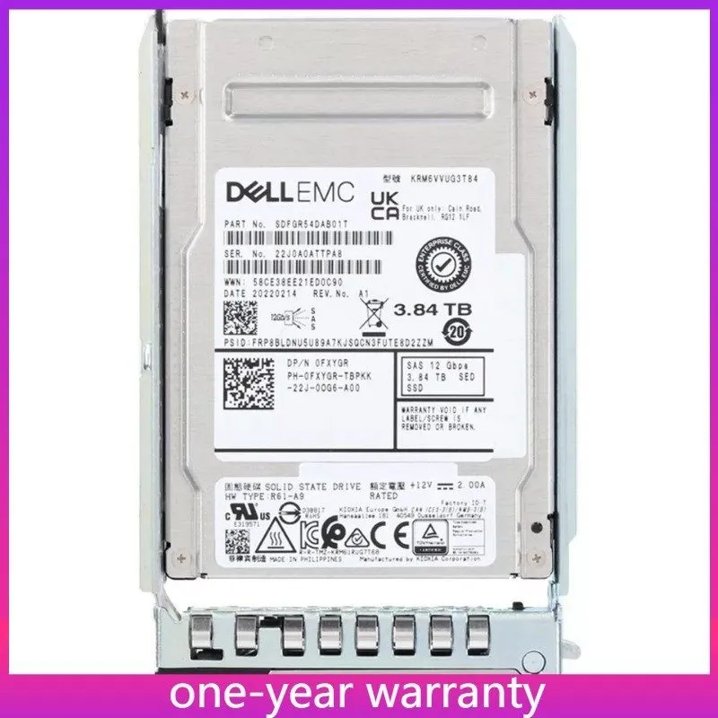 SSD-накопитель FXYGR 0FXYGR Dell 3.84TB 12Gbps SAS MU TLC SED 2.5'' SSD 14/15/16