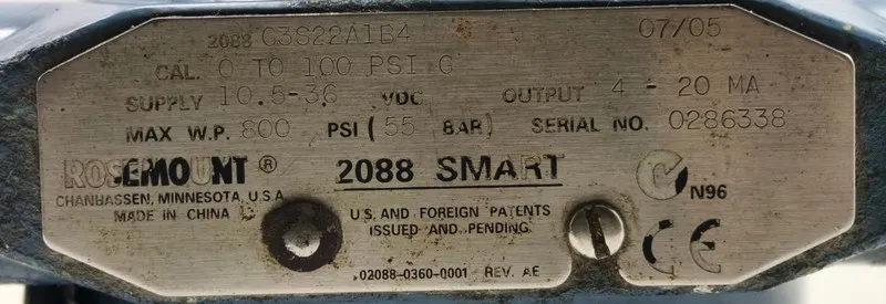 Датчик давления ROSEMOUNT 2088 G3S22A1B4 SMART PRESSURE GAUGE TRANSMITTER