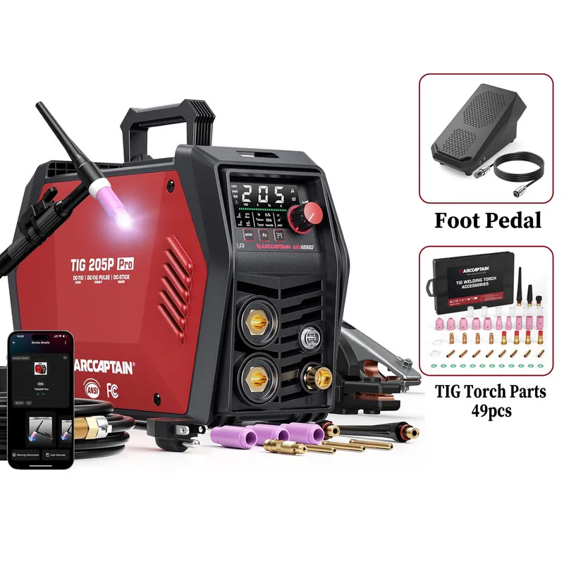 Сварочный аппарат ARCCAPTAIN TIG205P Pro TIG Welder 5 In 1 DC/Pulse/Lift/Spot 12
