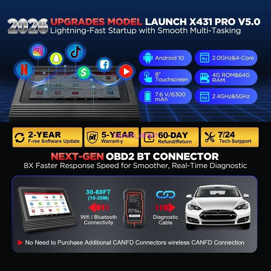 Диагностический сканер 2026LAUNCH X431 PRO V5.0 V+5.0 PRO5 All Systems Diagnosti