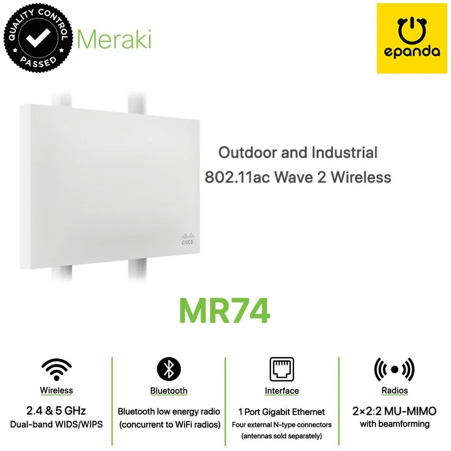 Коммутатор Cisco Meraki MR74 Outdoor Wave 2 Wireless Access Point MU-MIMO UNCLAI