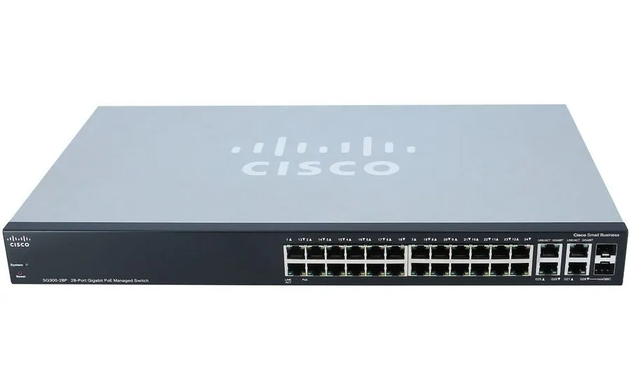 Коммутатор Cisco 28-Port GbE 2xSFP PoE 180W Managed Switch SG300-28P