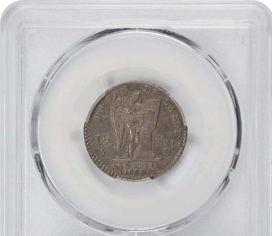 Лабораторный прибор FRANCE LOUIS XVI CONSTITUTION 1791-D 15 SOL SILVER COIN, PCG — фото лота 2