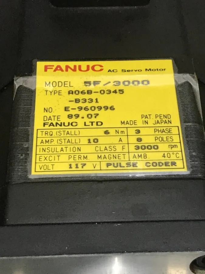 Серводвигатель Fanuc A06B-0345-B331 AC Servo Motor 117V 3000 RPM