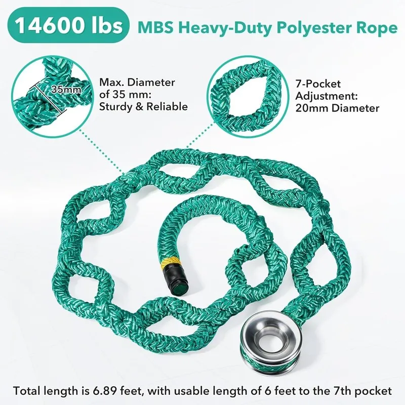 Строп Rigging Ring Sling Rope, Arborist Rope 3/4"×6' w/ 14600 lbs 7-Pocket Adjus — фото лота 2
