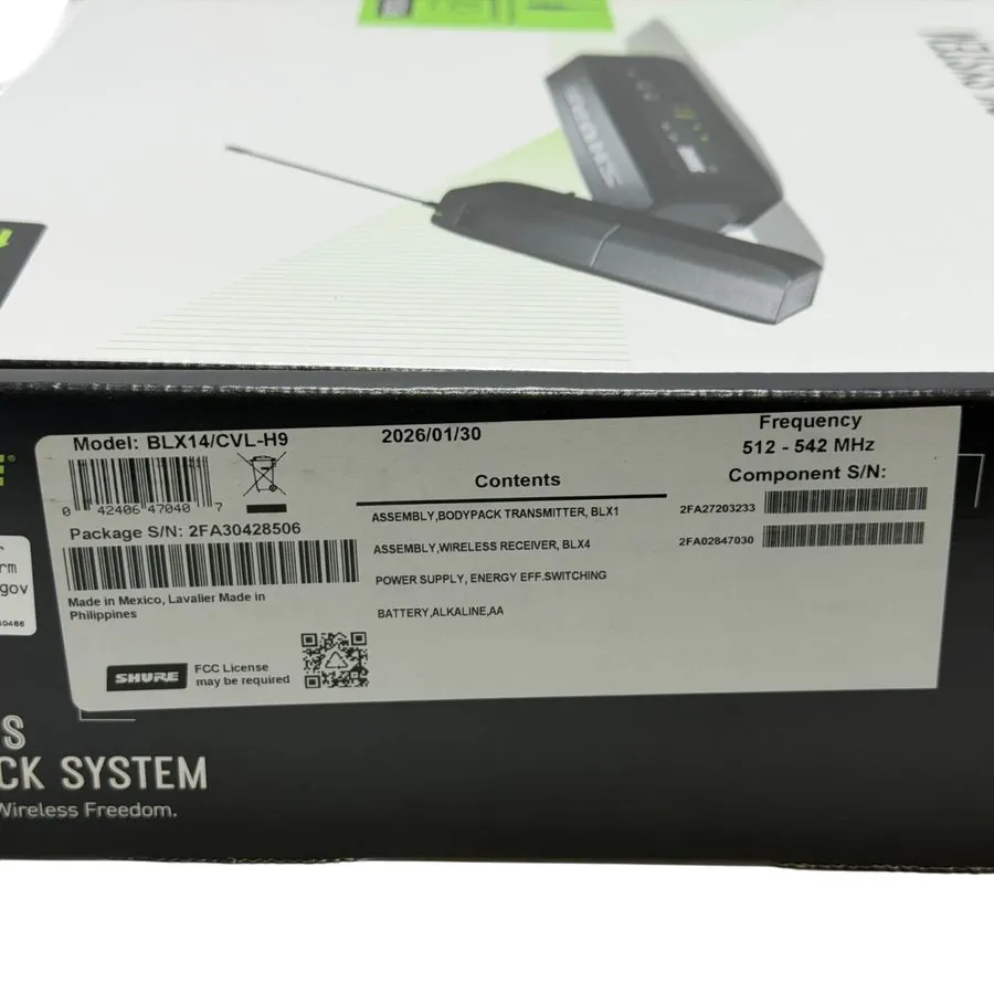 Радиосистема Shure BLX14/CVL Lavalier Wireless Microphone System (H9: 512 542 MH