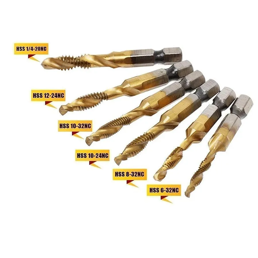 Режущий инструмент Combination Drill and Tap Set, HSS Titanium Thread Taps 6-32N