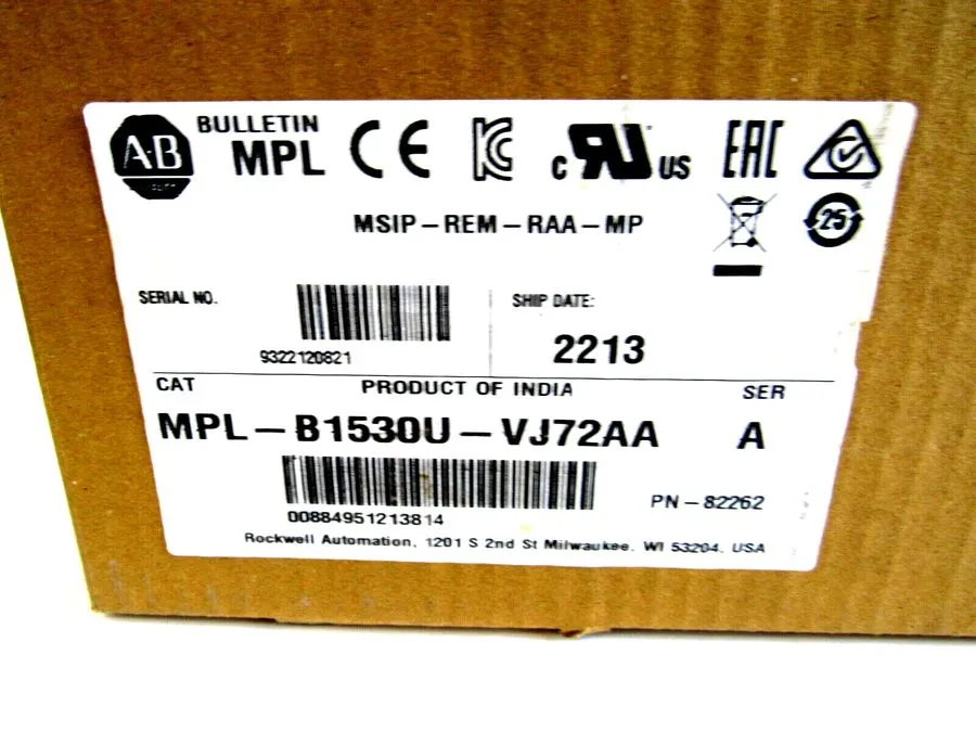 Серводвигатель ALLEN BRADLEY MPL-B1530U-VJ72AA SERVO MOTOR
