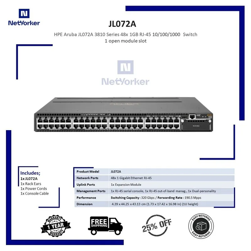 Коммутатор HP JL072A Aruba 3810M 48-Port Gigabit Switch