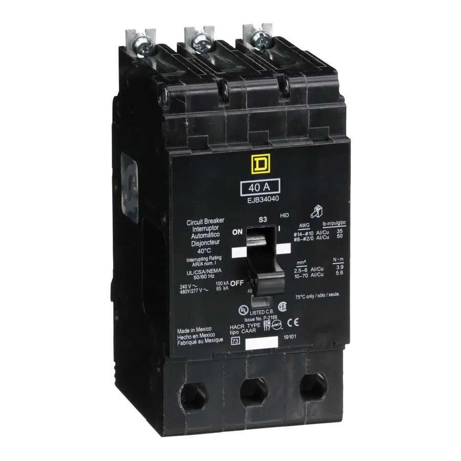 Автоматический выключатель Square D EJB34040 40A 3-Pole 480V Circuit Breaker I-L