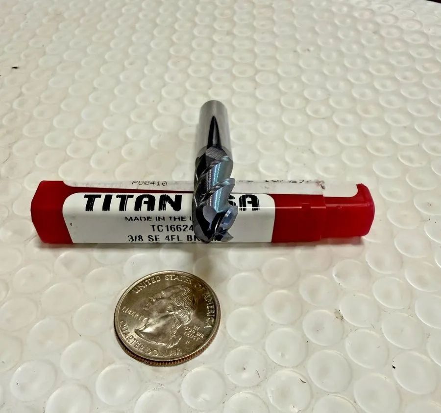 Режущий инструмент Titan USA Carbide Endmill 3/8 SF 4FL BN EM 1-1/8 LOC 3 OAL TC — фото лота 1