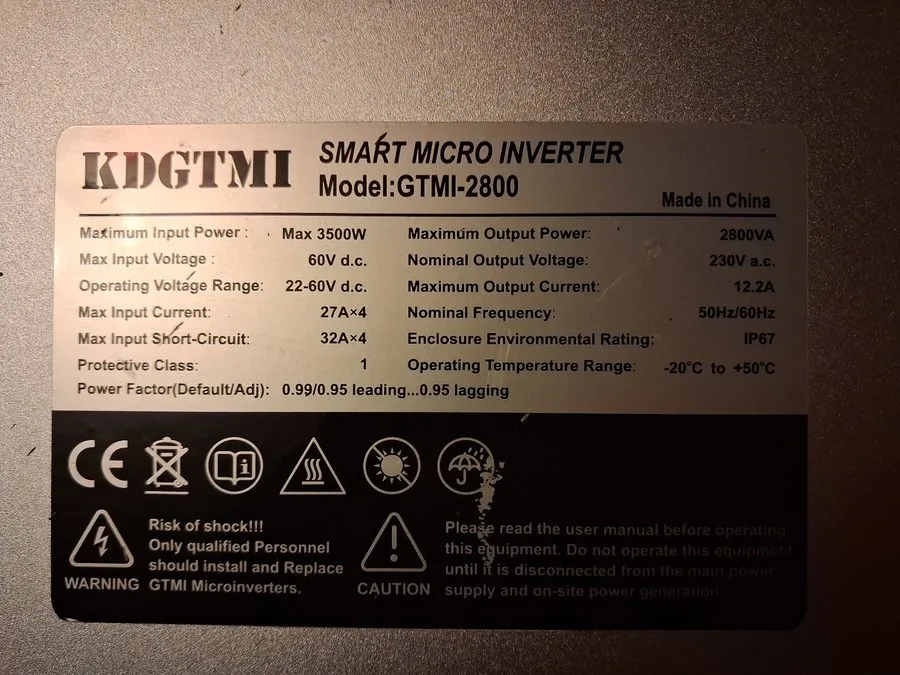 Аккумулятор 2800W Solar Grid Micro Inverter MPPT WiFi Control IP67 230V GTMI-280 — фото лота 2
