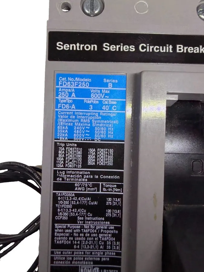 Автоматический выключатель Siemens FD3F250 Sentron Series Circuit Breaker 150 Am — фото лота 1