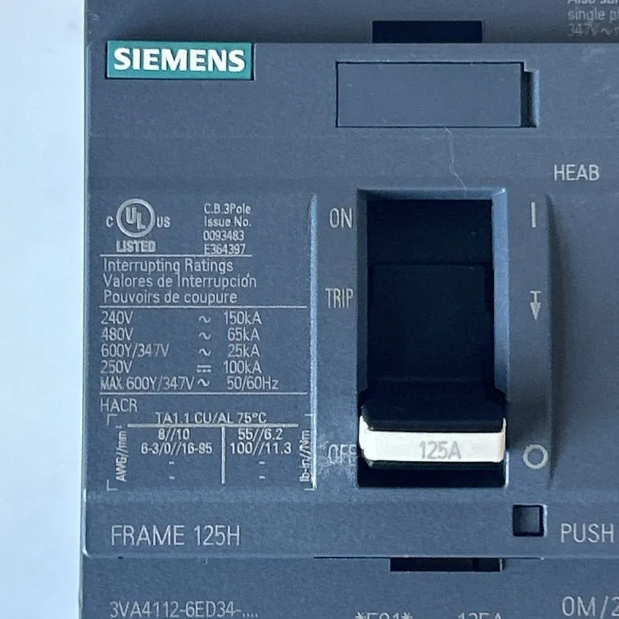 Автоматический выключатель 3VA4112-6ED34-0AA0 SIEMENS CIRCUIT BREAKER 3 POLE 125