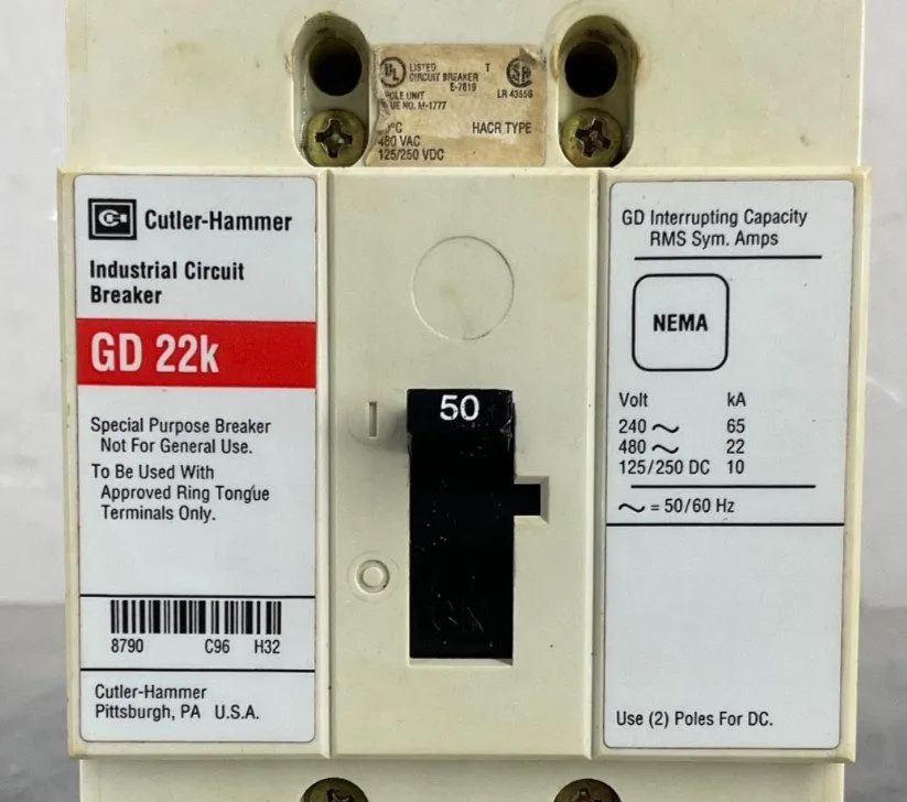 Автоматический выключатель Eaton GD22K 100A 3P 480V Industrial Circuit Breaker