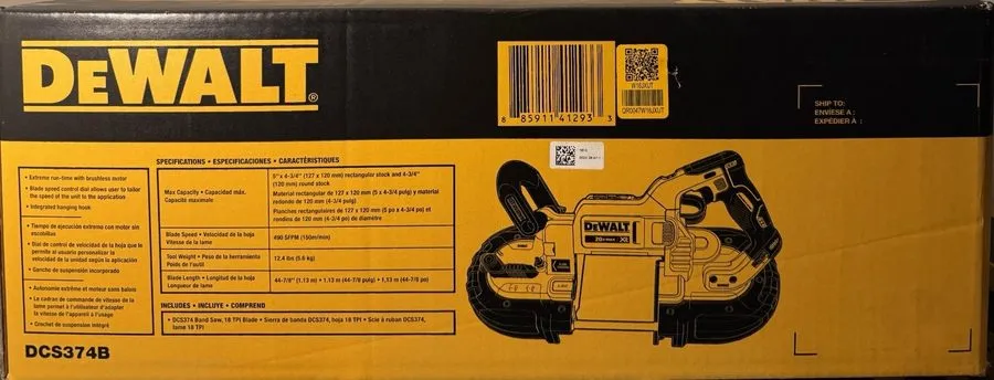 Оборудование ЧПУ DeWALT DCS374B 20V MAX XR® Cordless Brushless Deep Cut Band Saw