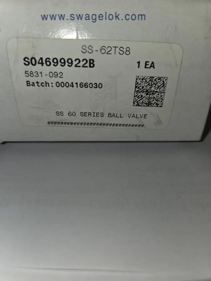 Клапан Swagelok SS-62TS8 Stainless Steel 3-Piece 60 Series Ball Valve FNSP