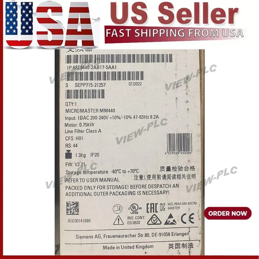 Частотный преобразователь Siemens 6SE6440-2AB17-5AA1 MICROMASTER440 without filt