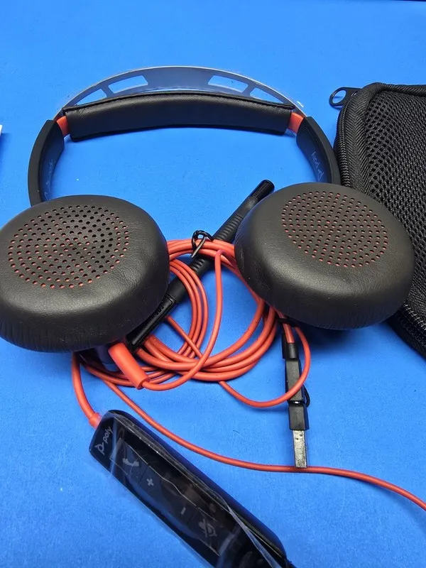 Poly Blackwire C5220T Headset Black Red USB-A Wired Noise Canceling