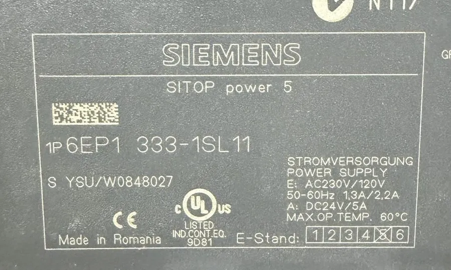 Блок питания SIEMENS 6EP1333-1SL11 Sitop Power 5 PLC Power Supply 120/230 VAC