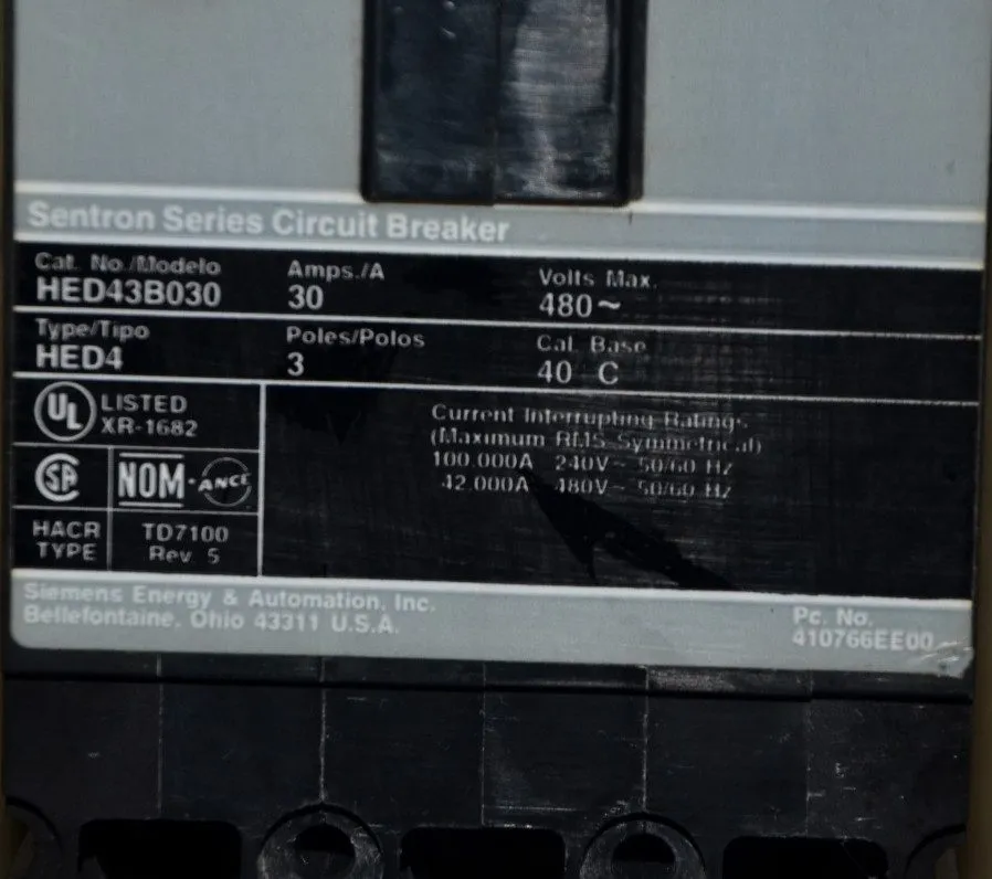 Автоматический выключатель Siemens HED43B030 Sentron Series Circuit Breaker 30A