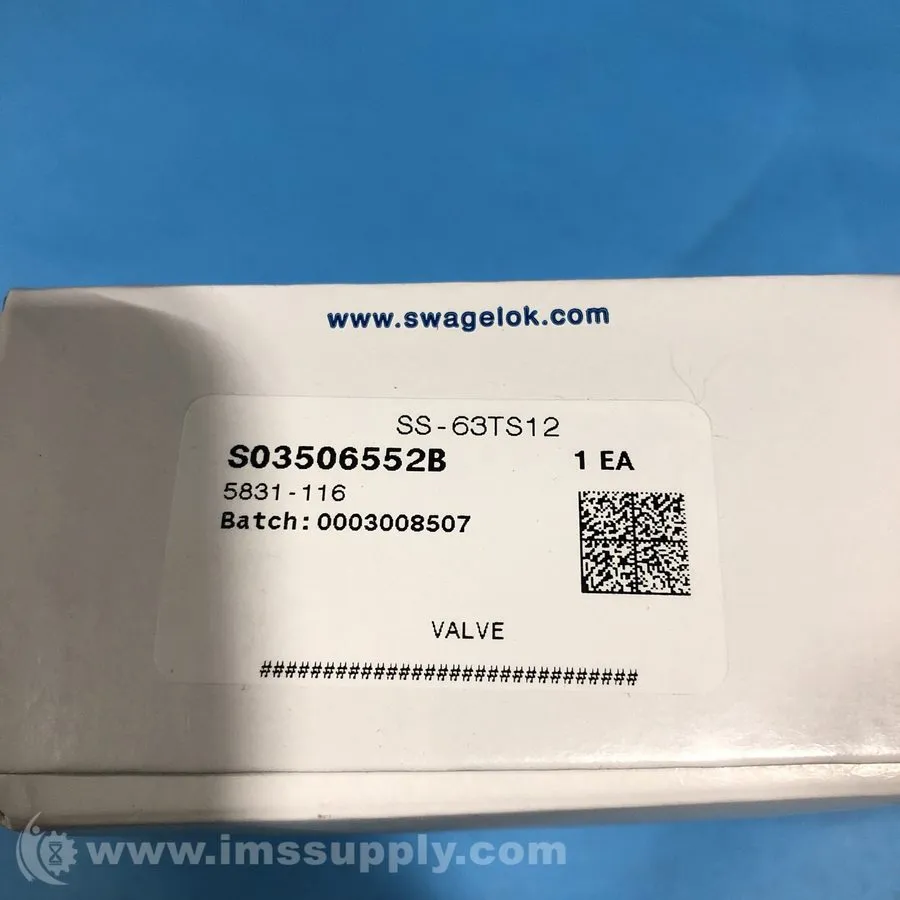 Клапан Swagelok SS-63TS12 Stainless Steel 3-Piece 60 Series Ball Valve FNIP