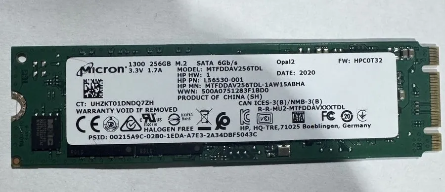 SSD-накопитель Micron 1300 256GB M.2 2280 SATA SSD MTFDDAV256TDL HP Internal Dri