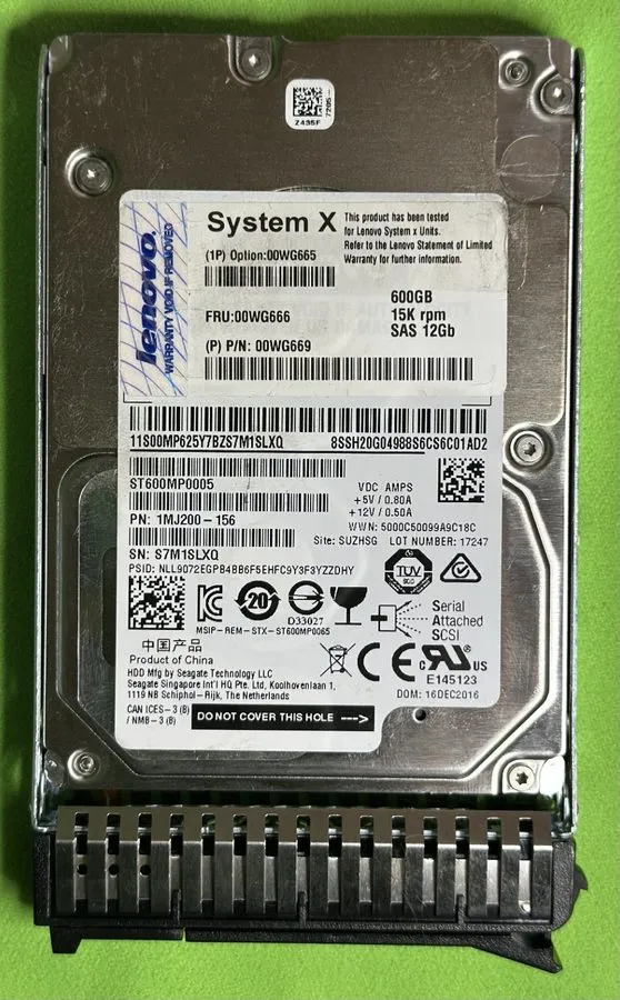 Сервер Lenovo 00WG665 00WG669 00WG666 600GB System X 15K SAS 12Gb/s 2.5" HDD Dri