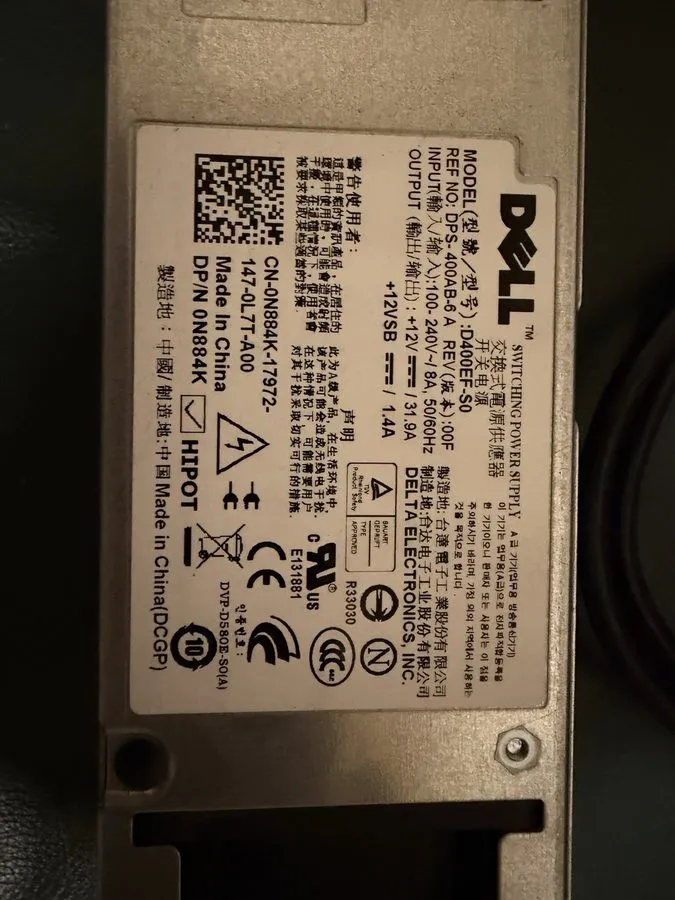Блок питания Dell PowerEdge 400W ATX 24-Pin Switching Power Supply DPS-400AB-6 N — фото лота 1