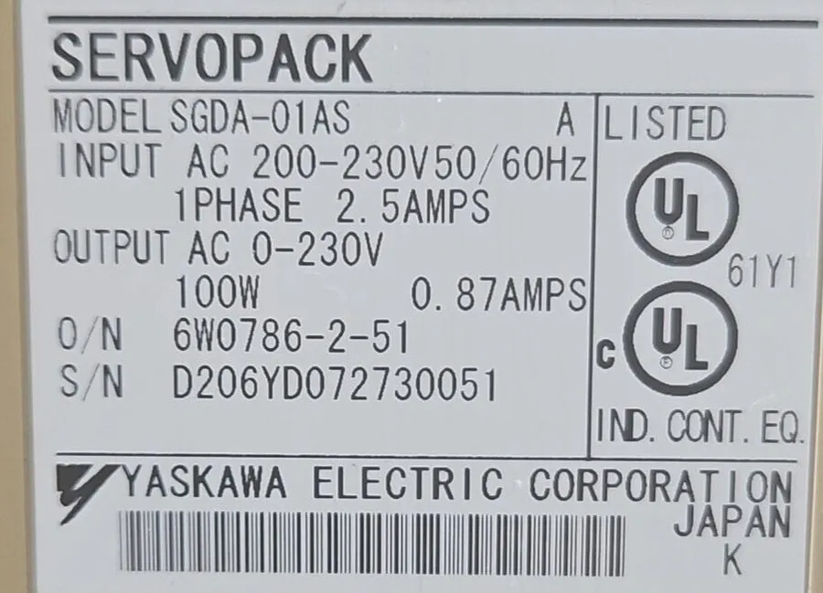 Сервопривод YASKAWA SERVOPACK SGDA-01AS