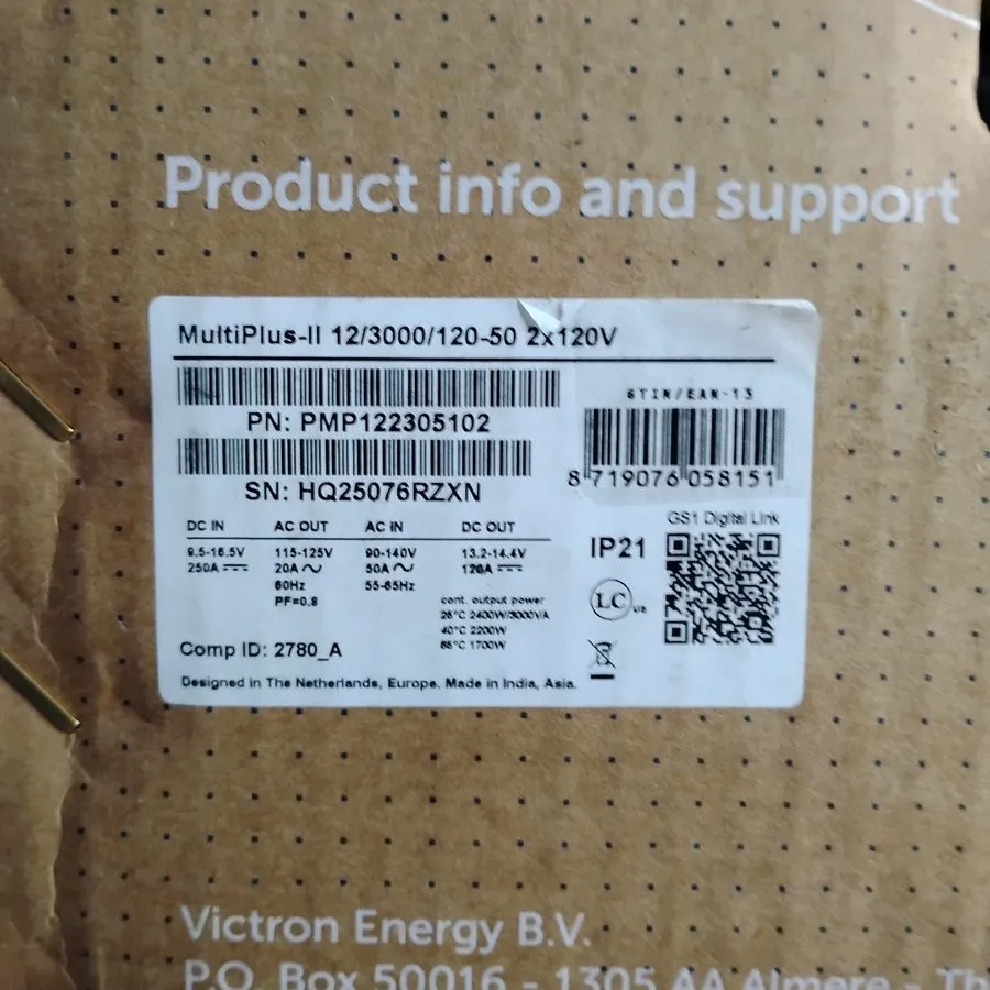 Аккумулятор Victron PMP122305102 UL MultiPlus-II 12/3000/120-50 2x120V Inverter  — фото лота 2