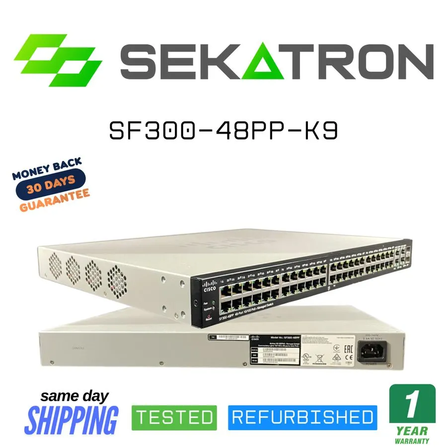 Коммутатор 🔀 Cisco SF300-48PP-K9 Small Business Managed • 48-Port PoE+ Gigabit ⚡