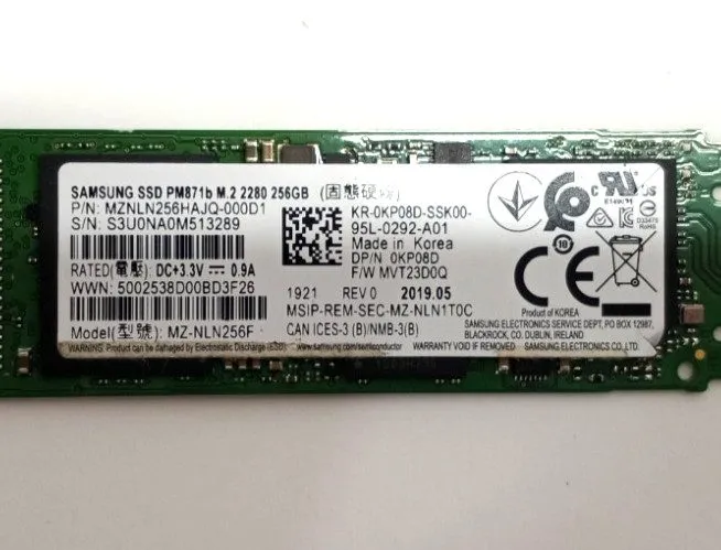 SSD-накопитель Samsung PM871b MZ-NLN256F 256GB M.2 SSD SATA MZNLN256HAJQ-000D1 T