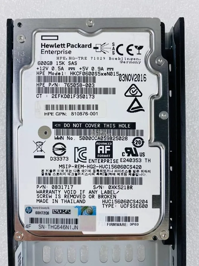 Жёсткий диск HPE K2P98B 810765-001 600GB 15K RPM 12Gb SAS 2.5" SFF 3PAR StoreSer