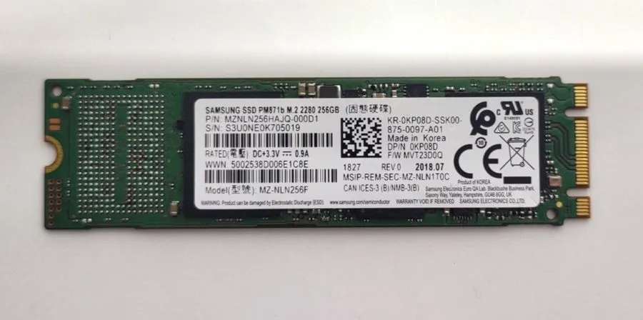 SSD-накопитель Samsung PM871b MZ-NLN256F 256GB M.2 SSD SATA MZNLN256HAJQ-000D1 T