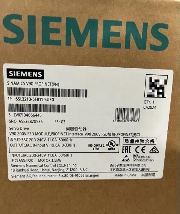 Частотный преобразователь SIEMENS SINAMICS V90 PROFINET 6SL3210-5FB11-5UF0 PLC D