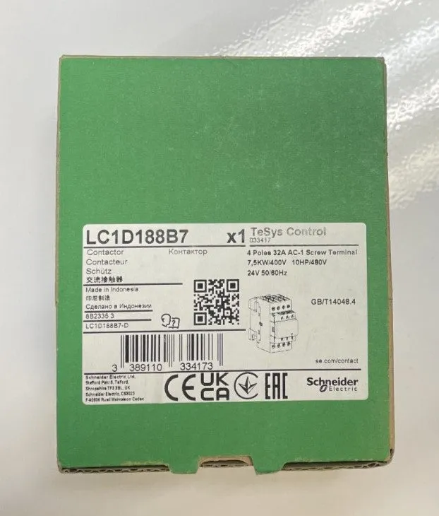 Контактор Schneider LC1D188B7 IEC Contactor TeSys D 18A 4-Pole 24VDC Coil