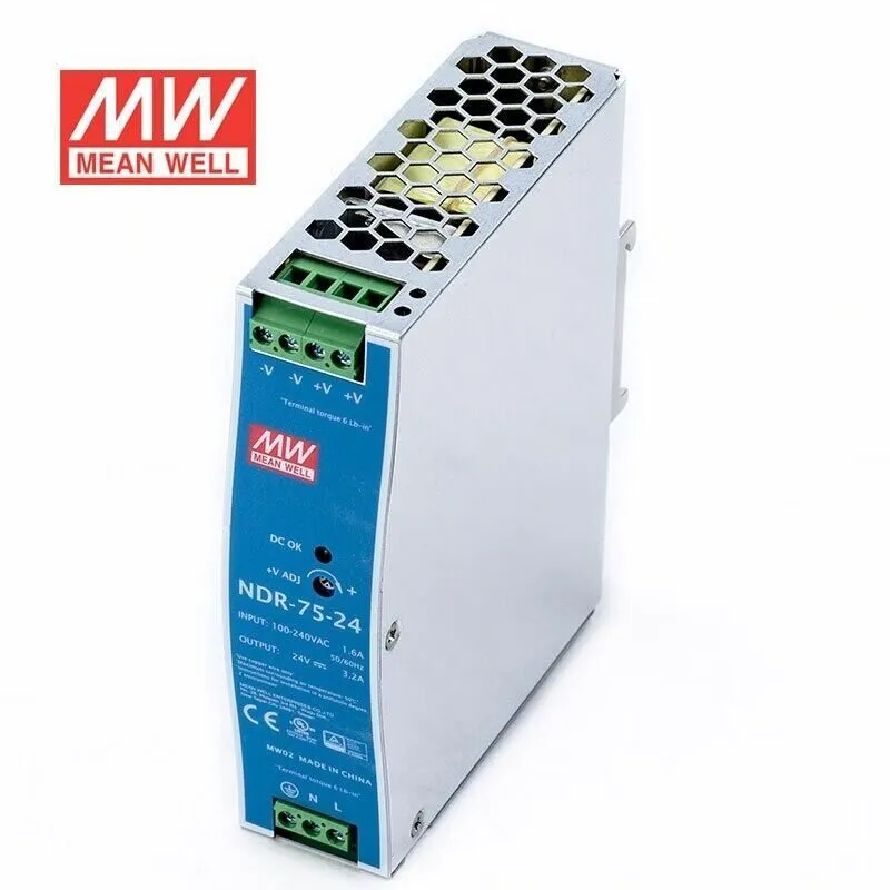 Блок питания Mean Well NDR-75-24 75W 24V 3.2A DIN Rail Power Supply 100-240VAC