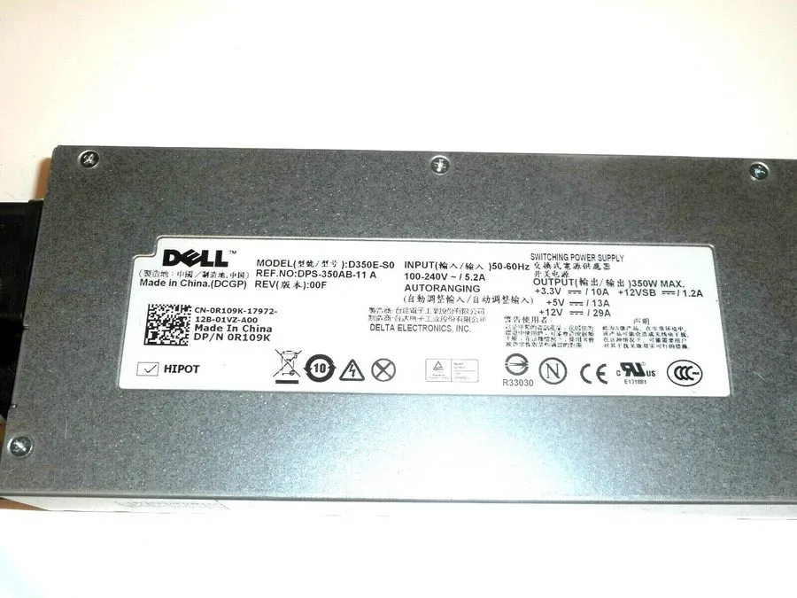 Блок питания Lot 4 Dell PowerEdge R310 Server D350E-S0 350W Switching Power Supp