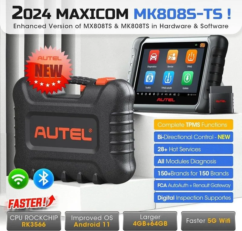 Диагностический сканер 2025 Autel MaxiCOM MK808S-TS MX808S-TS Full TPMS Diagnost
