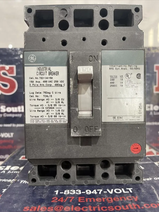 Автоматический выключатель GE TED134150 150 Amp 3 Pole 480V TED Circuit Breaker 