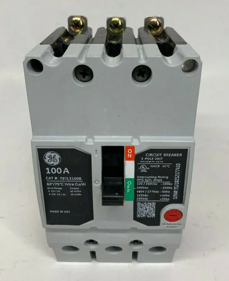 Автоматический выключатель TEYL3100B GE 100 Amp 480V 3 Bolt On Circuit Breaker G