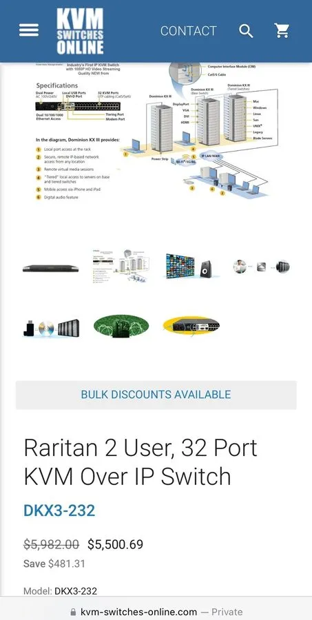 KVM-переключатель Raritan Dominion DKX3-232 32-Port KVM over IP Switch