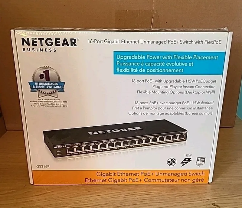Коммутатор Netgear Switch GS316P 16-Port Gigabit PoE+ Unmanaged 115W FlexPoE