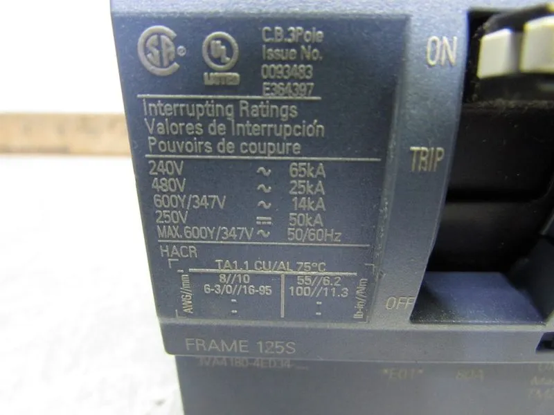 Автоматический выключатель Siemens 3VA4150-6ED34-0AA0 3p 50a 65k Circuit Breaker — фото лота 3