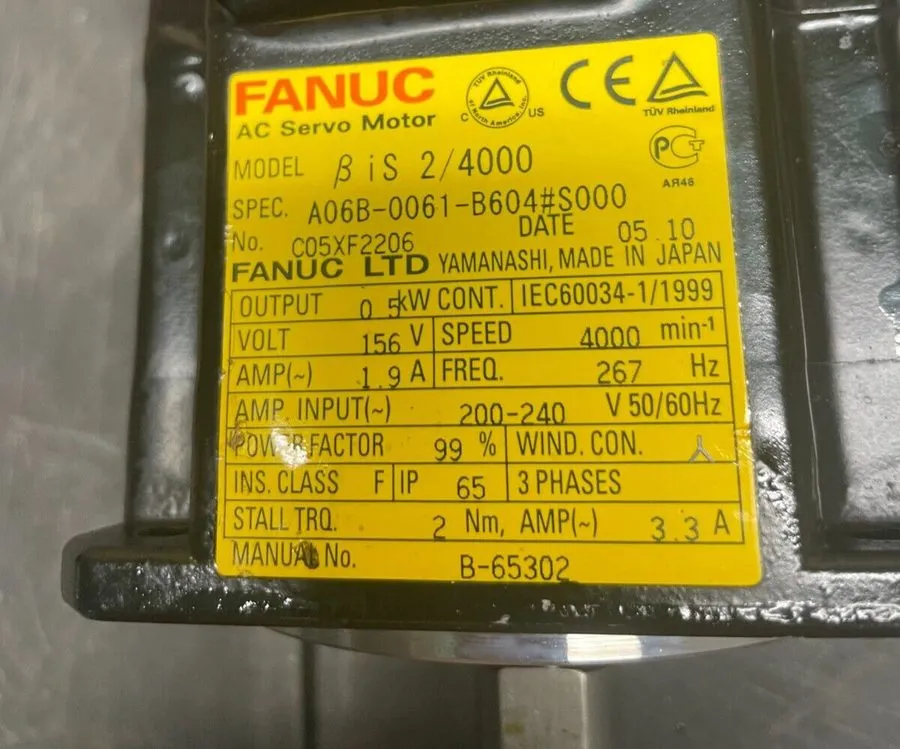 Серводвигатель Fanuc A06B-0061-B604#S000 AC Servo Motor, A860-2020-T341