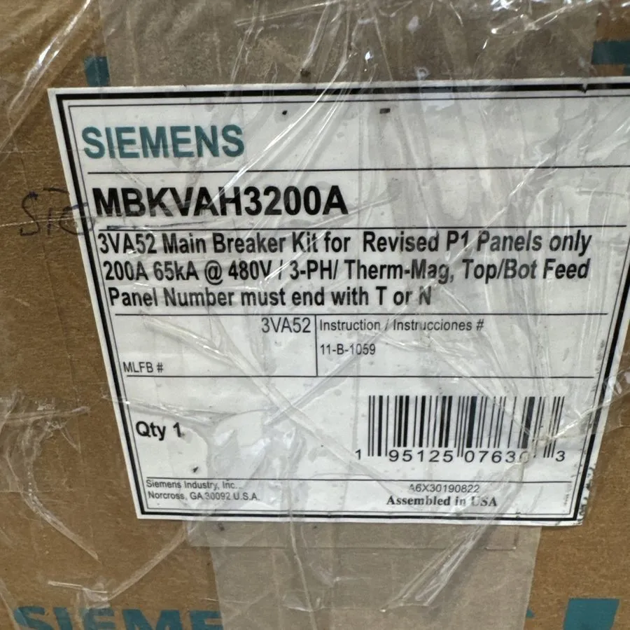 Автоматический выключатель Siemens MBKVAH3200A 3p 480v 200a P1 Panel Main Breake