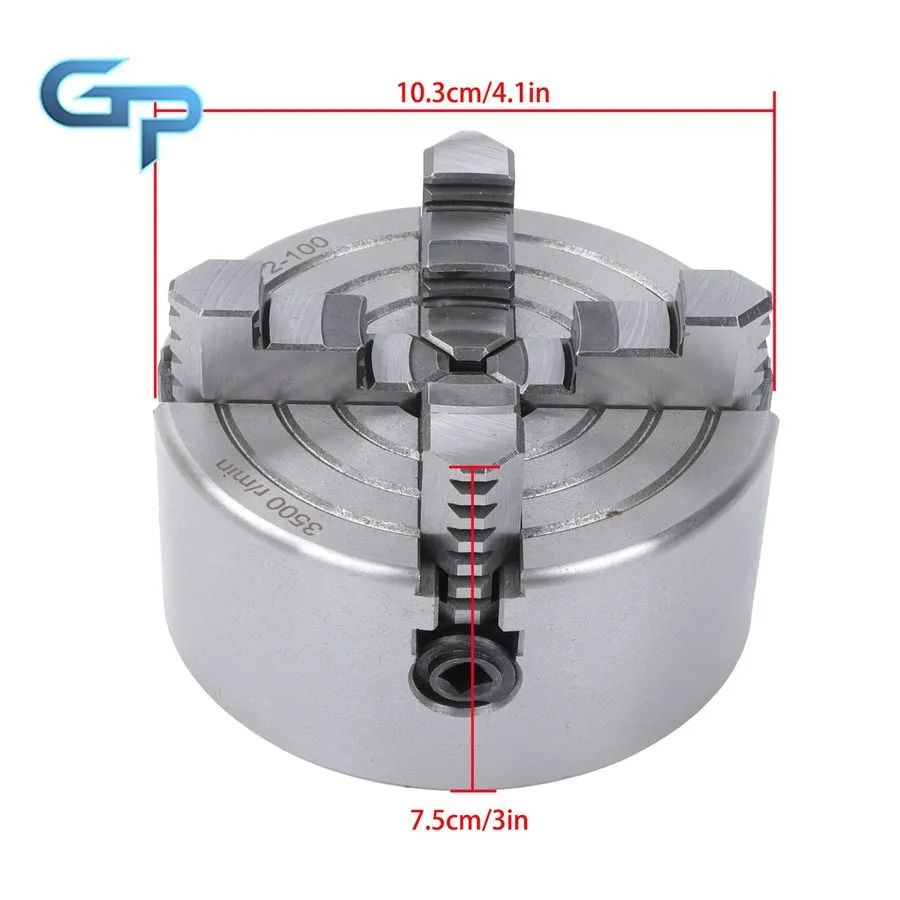 Режущий инструмент 4 Jaw Metal Lathe Chuck Self Centering K72-100 100mm 3.93" Ca — фото лота 1